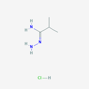 molecular formula C4H12ClN3 B13160453 N'-amino-2-methylpropanimidamide hydrochloride 