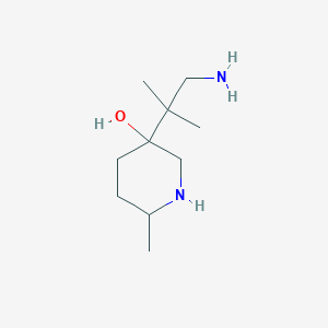 molecular formula C10H22N2O B13160466 3-(1-Amino-2-methylpropan-2-yl)-6-methylpiperidin-3-ol 