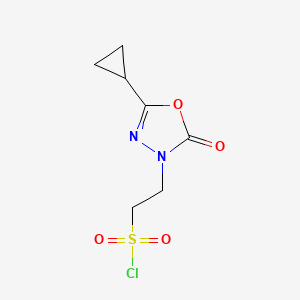 molecular formula C7H9ClN2O4S B13160515 2-(5-Cyclopropyl-2-oxo-2,3-dihydro-1,3,4-oxadiazol-3-yl)ethane-1-sulfonyl chloride 