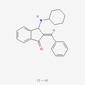 molecular formula C22H24ClNO B13160525 2-Benzylidene-3-(cyclohexylamino)-2,3-dihydro-1H-inden-1-one hydrochloride 