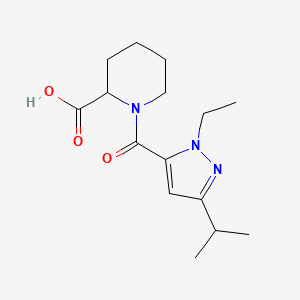 molecular formula C15H23N3O3 B13160546 1-[1-ethyl-3-(propan-2-yl)-1H-pyrazole-5-carbonyl]piperidine-2-carboxylic acid 