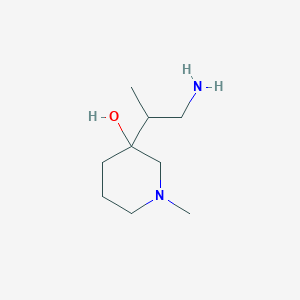 molecular formula C9H20N2O B13160602 3-(1-Aminopropan-2-YL)-1-methylpiperidin-3-OL 