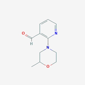 molecular formula C11H14N2O2 B13160608 2-(2-Methylmorpholin-4-yl)pyridine-3-carbaldehyde 