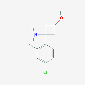 molecular formula C11H14ClNO B13160703 3-Amino-3-(4-chloro-2-methylphenyl)cyclobutan-1-ol 