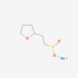 molecular formula C6H11NaO3S B13160730 Sodium 2-(oxolan-2-YL)ethane-1-sulfinate 