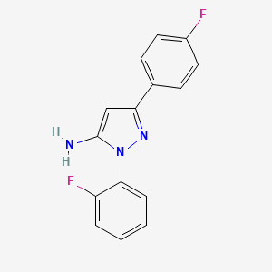 molecular formula C15H11F2N3 B13160832 1-(2-fluorophenyl)-3-(4-fluorophenyl)-1H-pyrazol-5-amine 