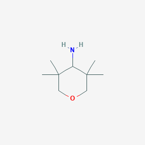 molecular formula C9H19NO B13160854 3,3,5,5-Tetramethyloxan-4-amine 