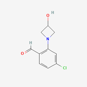 molecular formula C10H10ClNO2 B13160879 4-Chloro-2-(3-hydroxyazetidin-1-yl)benzaldehyde 