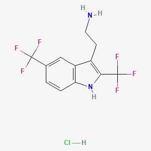 molecular formula C12H11ClF6N2 B13160887 2-[2,5-Bis(trifluoromethyl)-1H-indol-3-yl]ethan-1-amine hydrochloride 