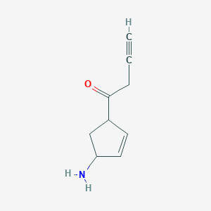 molecular formula C9H11NO B13160913 1-(4-Aminocyclopent-2-en-1-yl)but-3-yn-1-one 