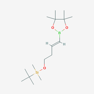 molecular formula C16H33BO3Si B1316092 (E)-叔丁基二甲基((4-(4,4,5,5-四甲基-1,3,2-二氧杂硼烷-2-基)丁-3-烯-1-基)氧基)硅烷 CAS No. 480425-30-7