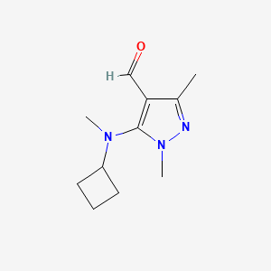 molecular formula C11H17N3O B13160923 5-[Cyclobutyl(methyl)amino]-1,3-dimethyl-1H-pyrazole-4-carbaldehyde 