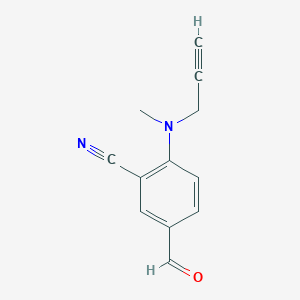 molecular formula C12H10N2O B13160931 5-Formyl-2-[methyl(prop-2-yn-1-yl)amino]benzonitrile 