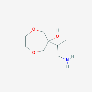 molecular formula C8H17NO3 B13160946 6-(1-Aminopropan-2-yl)-1,4-dioxepan-6-ol 