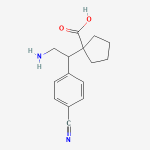 molecular formula C15H18N2O2 B13160952 1-[2-Amino-1-(4-cyanophenyl)ethyl]cyclopentane-1-carboxylic acid 