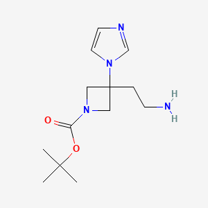 molecular formula C13H22N4O2 B13161028 tert-Butyl 3-(2-aminoethyl)-3-(1H-imidazol-1-yl)azetidine-1-carboxylate 