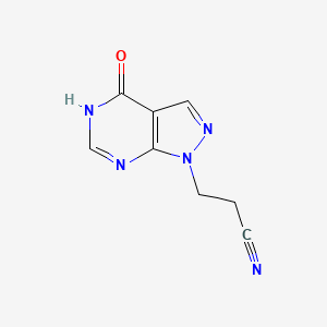 molecular formula C8H7N5O B13161031 3-(4-Oxo-1H,4H,5H-pyrazolo[3,4-D]pyrimidin-1-YL)propanenitrile 