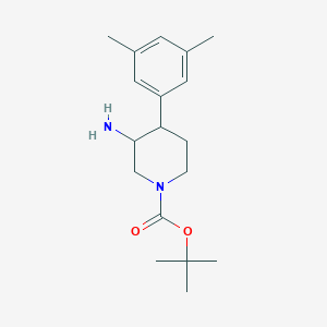 molecular formula C18H28N2O2 B13161107 Tert-butyl 3-amino-4-(3,5-dimethylphenyl)piperidine-1-carboxylate 