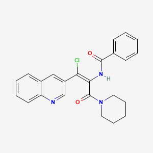 molecular formula C24H22ClN3O2 B13161130 (Z)-N-(1-Chloro-3-oxo-3-(piperidin-1-yl)-1-(quinolin-3-yl)prop-1-en-2-yl)benzamide 