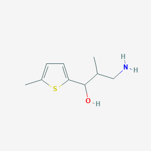 molecular formula C9H15NOS B13161224 3-Amino-2-methyl-1-(5-methylthiophen-2-yl)propan-1-ol 