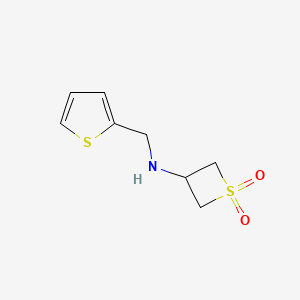 molecular formula C8H11NO2S2 B13161266 3-{[(Thiophen-2-yl)methyl]amino}-1lambda6-thietane-1,1-dione 