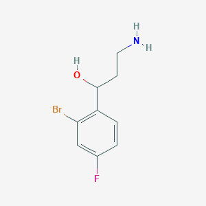 molecular formula C9H11BrFNO B13161331 3-Amino-1-(2-bromo-4-fluorophenyl)propan-1-ol 