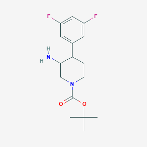 molecular formula C16H22F2N2O2 B13161335 Tert-butyl 3-amino-4-(3,5-difluorophenyl)piperidine-1-carboxylate 