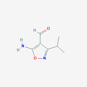 molecular formula C7H10N2O2 B13161376 5-Amino-3-(propan-2-YL)-1,2-oxazole-4-carbaldehyde 