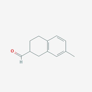 molecular formula C12H14O B13161410 7-Methyl-1,2,3,4-tetrahydronaphthalene-2-carbaldehyde 