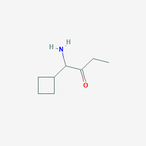 molecular formula C8H15NO B13161496 1-Amino-1-cyclobutylbutan-2-one 