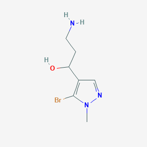 molecular formula C7H12BrN3O B13161498 3-Amino-1-(5-bromo-1-methyl-1H-pyrazol-4-yl)propan-1-ol 