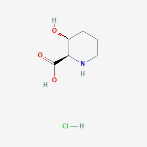 molecular formula C6H12ClNO3 B13161592 rel-(2R,3R)-3-Hydroxypiperidine-2-carboxylicacidhydrochloride 