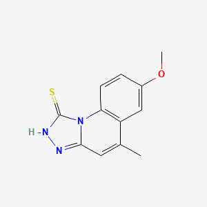 molecular formula C12H11N3OS B13161636 7-Methoxy-5-methyl-[1,2,4]triazolo[4,3-a]quinoline-1-thiol 