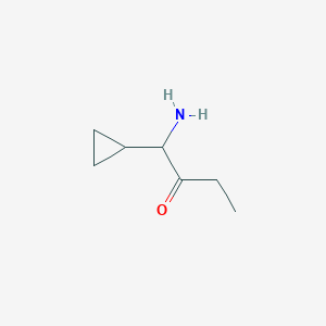 molecular formula C7H13NO B13161724 1-Amino-1-cyclopropylbutan-2-one 