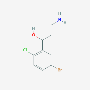 molecular formula C9H11BrClNO B13161762 3-Amino-1-(5-bromo-2-chlorophenyl)propan-1-ol 