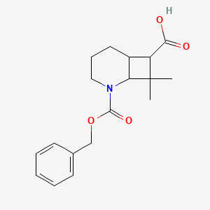 molecular formula C18H23NO4 B13161783 2-[(Benzyloxy)carbonyl]-8,8-dimethyl-2-azabicyclo[4.2.0]octane-7-carboxylic acid 