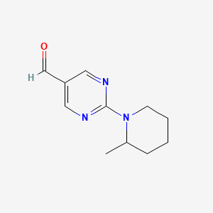 molecular formula C11H15N3O B13161808 2-(2-Methylpiperidin-1-yl)pyrimidine-5-carbaldehyde 