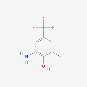 molecular formula C8H8F3NO B13161838 2-Amino-6-methyl-4-(trifluoromethyl)phenol 