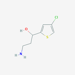 molecular formula C7H10ClNOS B13161846 3-Amino-1-(4-chlorothiophen-2-YL)propan-1-OL 