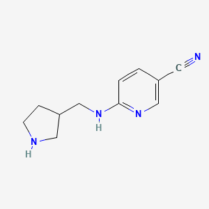 molecular formula C11H14N4 B13161894 6-[(Pyrrolidin-3-ylmethyl)amino]pyridine-3-carbonitrile 