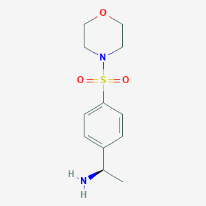 molecular formula C12H18N2O3S B13161909 (1R)-1-[4-(morpholin-4-ylsulfonyl)phenyl]ethanamine 