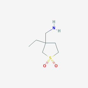 molecular formula C7H15NO2S B13161929 3-(Aminomethyl)-3-ethyl-1lambda6-thiolane-1,1-dione 