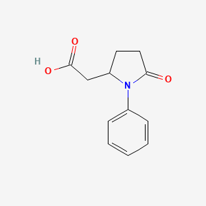 molecular formula C12H13NO3 B1316203 2-(5-Oxo-1-phenylpyrrolidin-2-yl)acetic acid CAS No. 88612-68-4