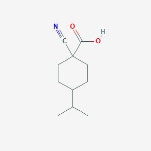 molecular formula C11H17NO2 B13162083 1-Cyano-4-(propan-2-yl)cyclohexane-1-carboxylic acid 