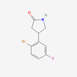 molecular formula C10H9BrFNO B13162131 4-(2-Bromo-5-fluorophenyl)pyrrolidin-2-one 