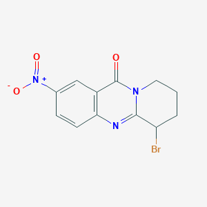 molecular formula C12H10BrN3O3 B13162234 6-bromo-2-nitro-6H,7H,8H,9H,11H-pyrido[2,1-b]quinazolin-11-one 