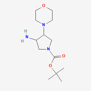 molecular formula C13H25N3O3 B13162261 Tert-butyl 3-amino-4-(morpholin-4-yl)pyrrolidine-1-carboxylate 