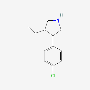 molecular formula C12H16ClN B13162282 3-(4-Chlorophenyl)-4-ethylpyrrolidine 