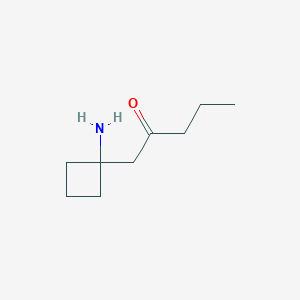 molecular formula C9H17NO B13162287 1-(1-Aminocyclobutyl)pentan-2-one 