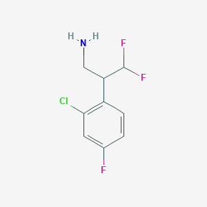 molecular formula C9H9ClF3N B13162321 2-(2-Chloro-4-fluorophenyl)-3,3-difluoropropan-1-amine 